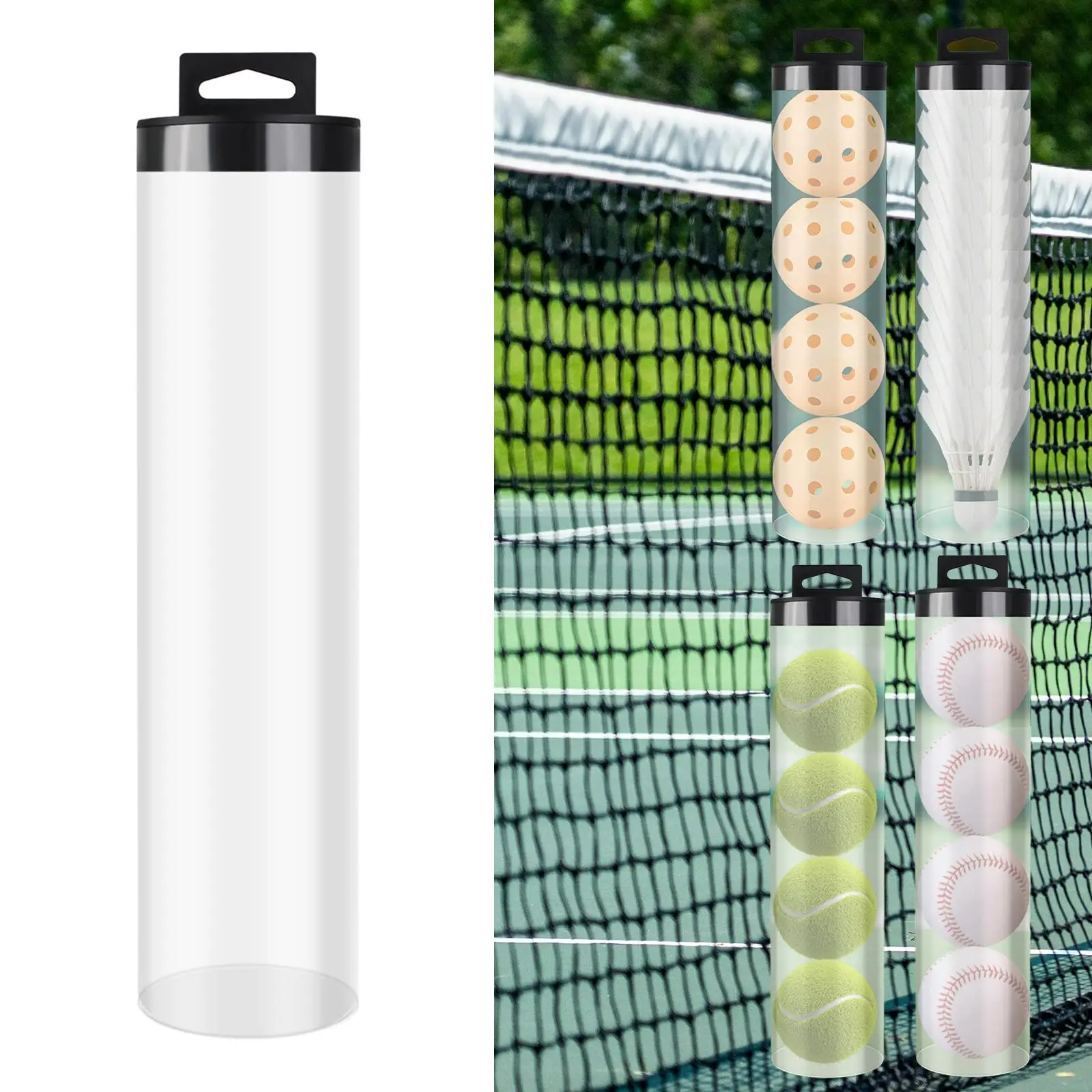 Bola de tênis pode titular pickleball bola tubo de armazenamento durável tubo de tênis com tampa pickleball organizador para golfe treinamento ao ar livre