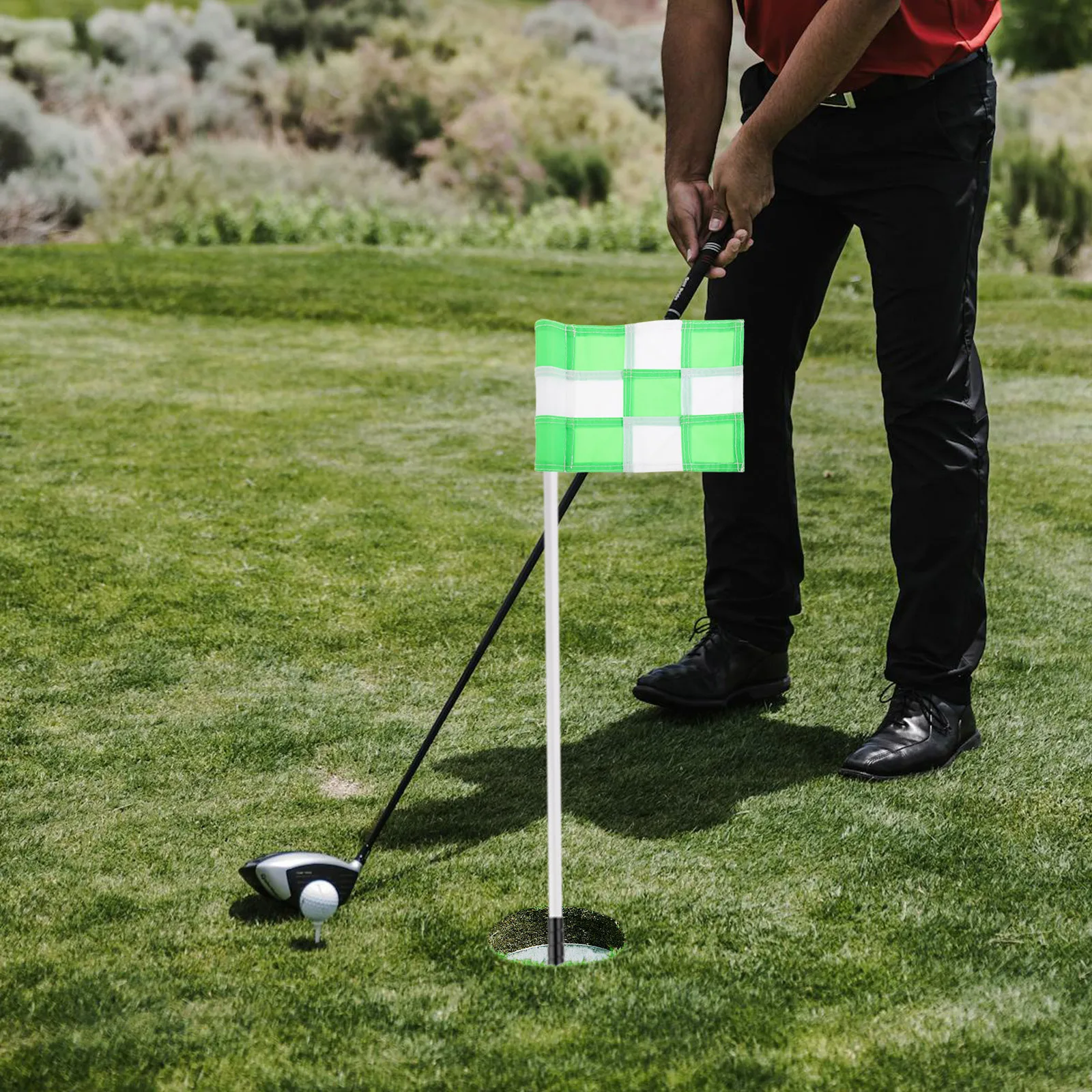 

Mini Putting Checkered Design Durable Golf Flags For Yard Backyard Practice Training Portable Golf Training