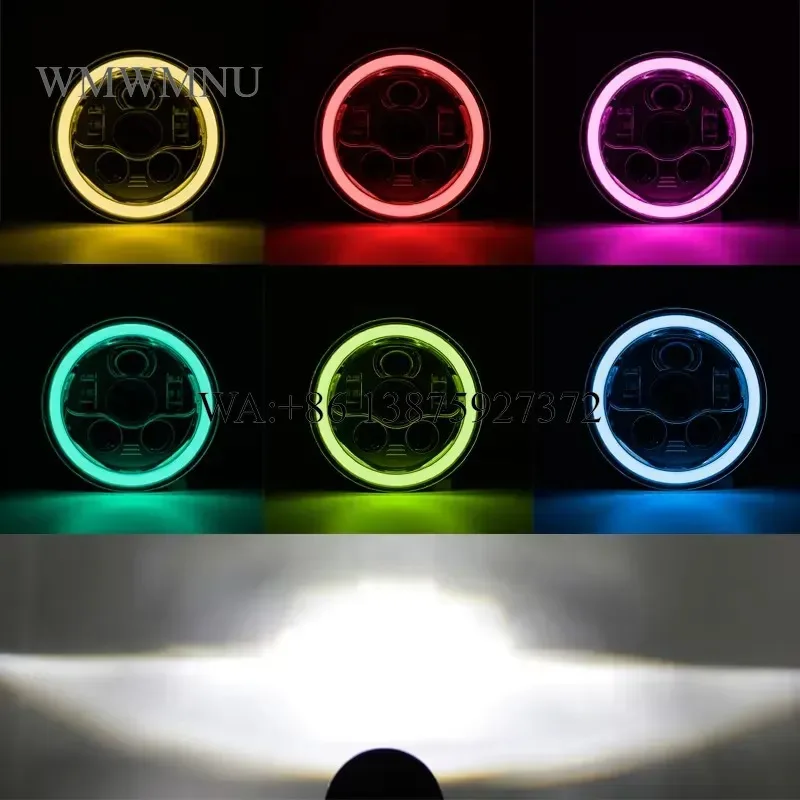 Wmwmnu for Motoled 7 Inch RGB LED Headlight Brightest Waterproof Car Lights for Jeep