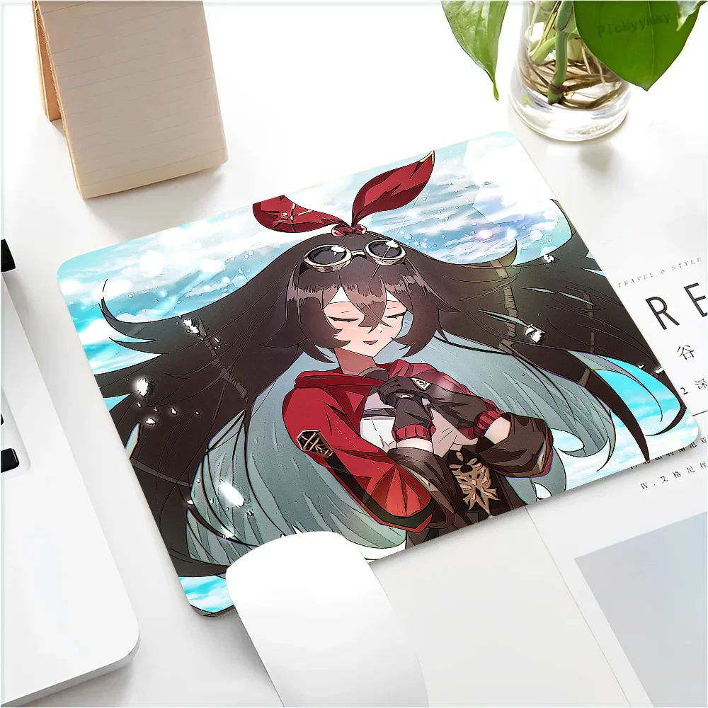 Amber Genshin Impact Mousepad Small LockEdge Mouse Pad For Gamers Computer Desk Pad Rectangular Anti-slip Rubber