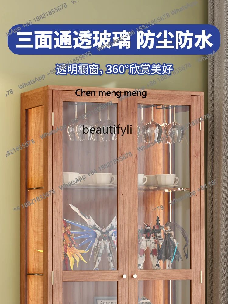 Массив дерева, гостиная у стены, небольшая бытовая стеклянная дверь, скандинавский вертикальный шкаф, высококачественный винный шкаф H