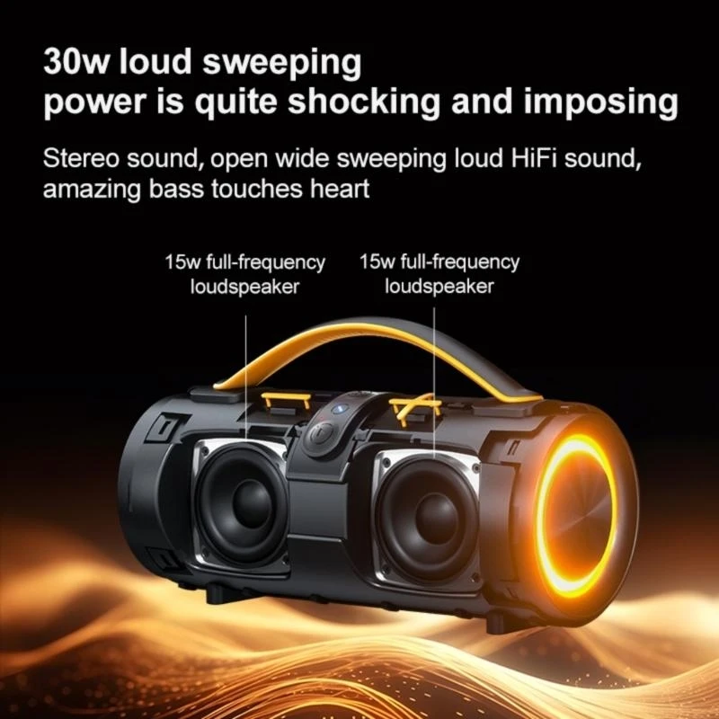 

Compactly Bluetooth-compatible Speaker With Enhances Bass And Colorful Lights IPX5 Waterproof Perfect For Adventure F19E