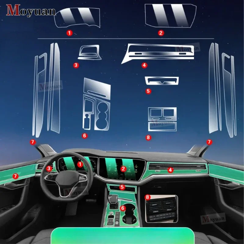 For Volkswagen Touareg 2019-2024 Gearbox Panel Navigation Screen Automotive Interior TPU Protective Film Anti-Scratch Sticker