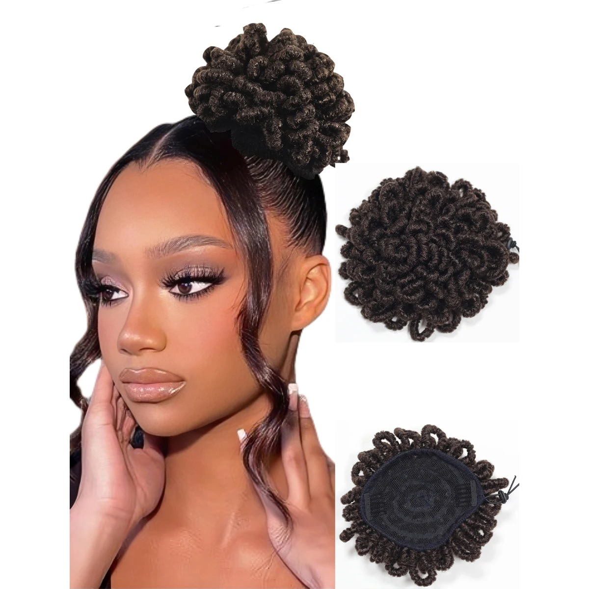 

Синтетический дредлок-пучок афро-стиля, накладной хвост на завязках, искусственные локоны, накладной хвост на заколке для чернокожих женщин