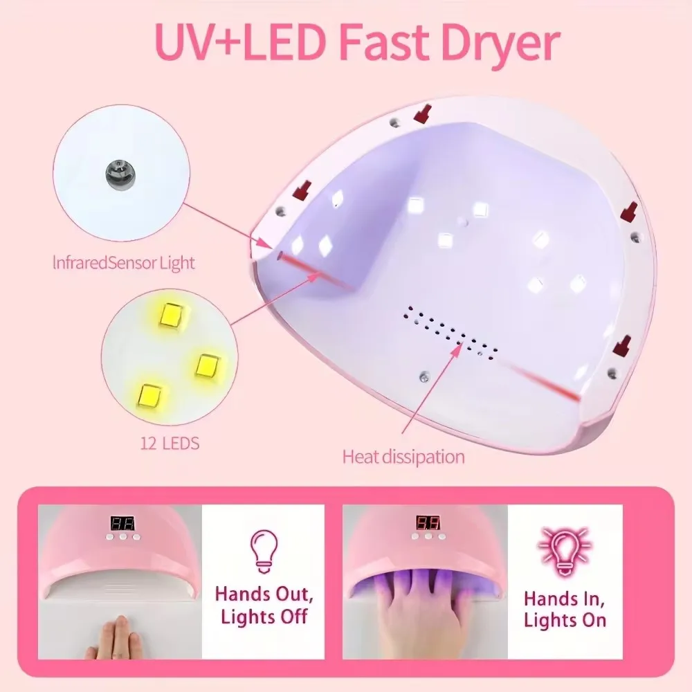 LINMANDA Professional USB Electric Nail Drill Polish File Kit with UV LED Nail Lamp Gel Manicure Dryer Lamp Acrylic Starter Set