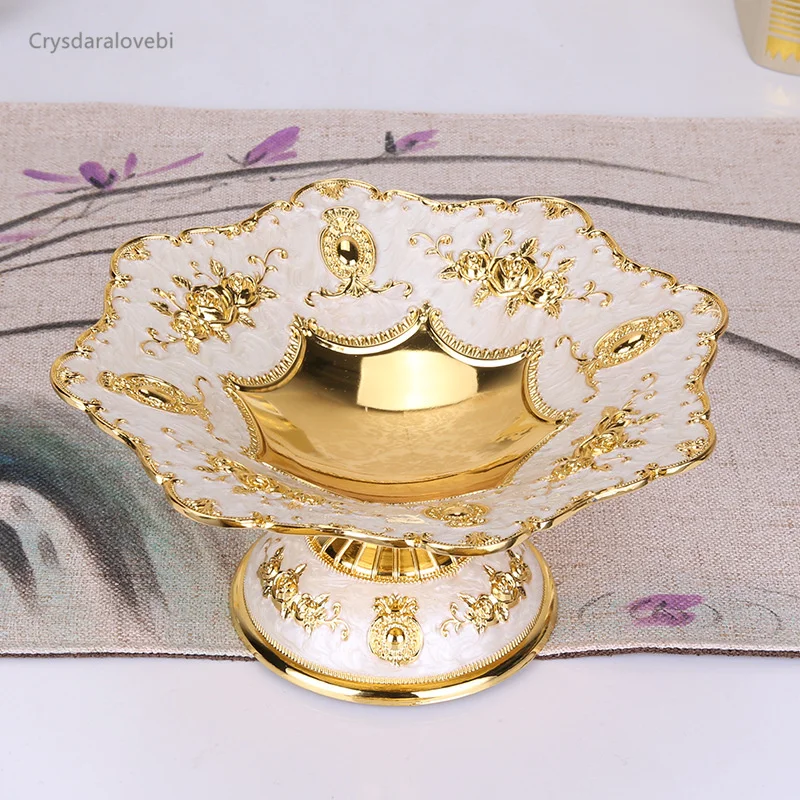 

New European-style Alloy High-grade Fruit Plate Fashion Creative Craft Fruit Plate Table Meta Fruit Plate