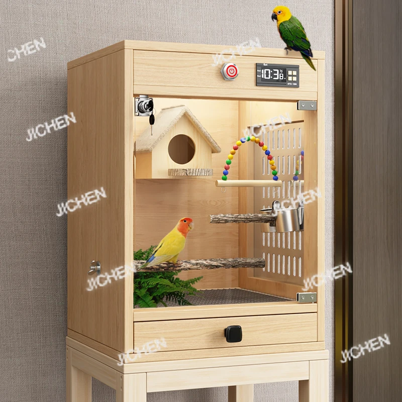 

JC Bird Cage, Parrot Cage, Incubator, Thermostatic Breeding Box, Embroidered Parrot, Tiger Skin, Pet Pigeon, Wooden Luxury Villa