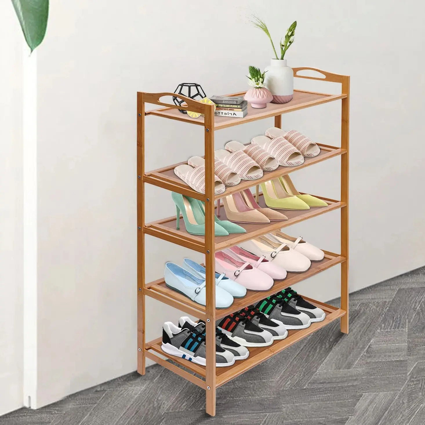 

Bamboo Shoe Rack Multi-Layer Shoe Shelf Organizer for Entrance Balcony Assembly Shoe Rack Cabinet Space Saving Shoe Oraganizer