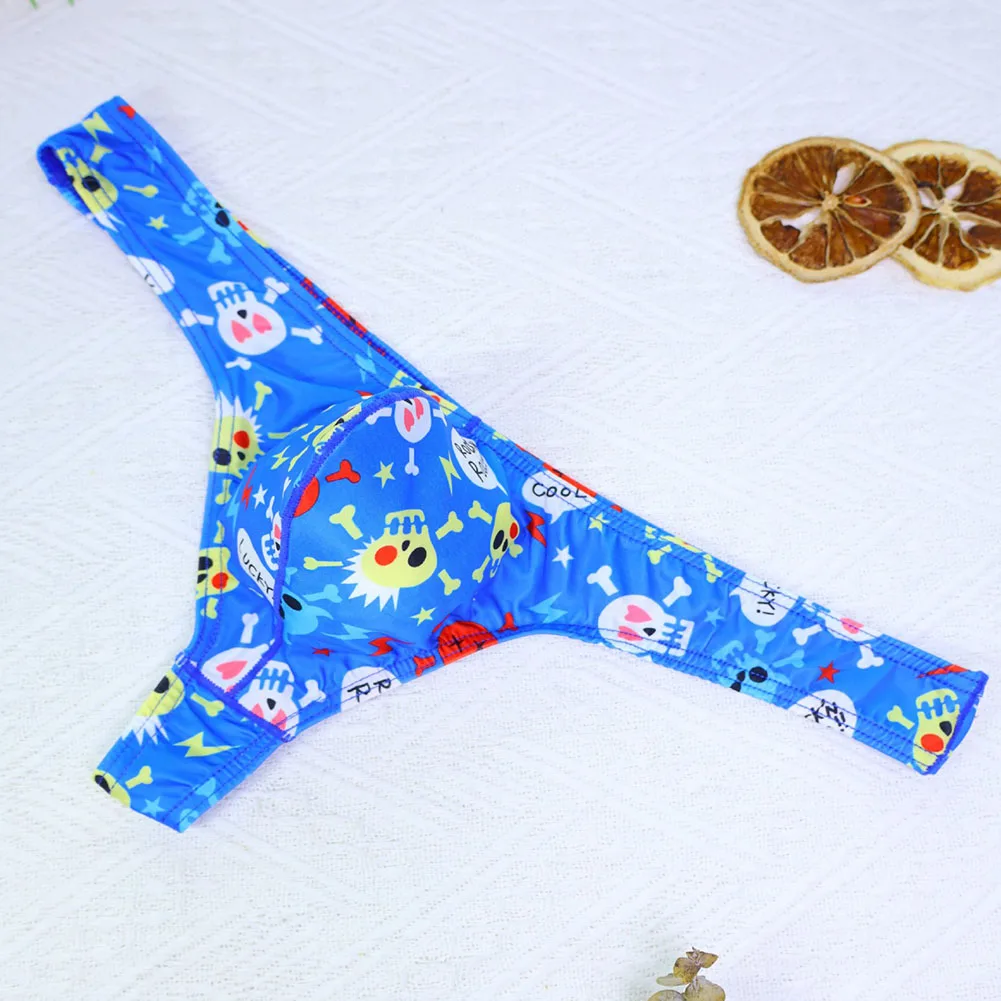 

Men Sexy Skull Printed Thongs G-Strings Gay Sissy U Bulge Pouch Soft Underwear Low Waist Underpants Men's Triangular Panties