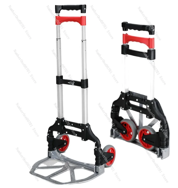 Aluminum Alloy Hand Buggy Trolley Trailer Folding Cart Household Portable Truck King Pull Rod Luggage Trolley