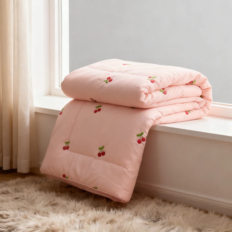 Thermal Insulating Heavyweight Hypoallergenic Embroidered Comforter Ultra Soft All Season Bedding for College Dormitory Students
