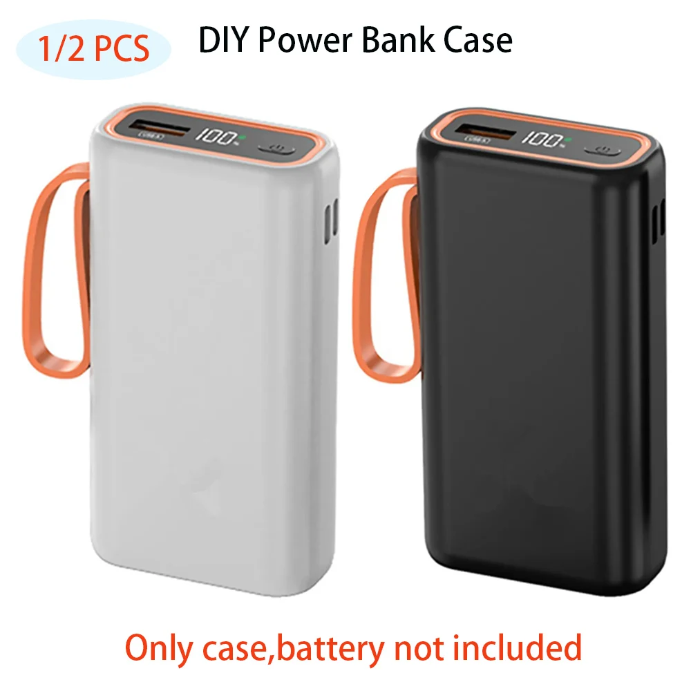 1/2pcs 2 Slots 21700 DIY Power Bank Case Dual USB Type C Power Bank Shell 5V DIY Battery Charge Storage Box Without Battery