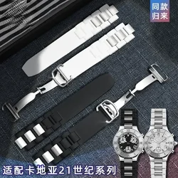 For Cartier 21th Century Raised Mouth Silicone Watch Strap 20 * 10mm Watch Black and White Watrproof Watch Chain