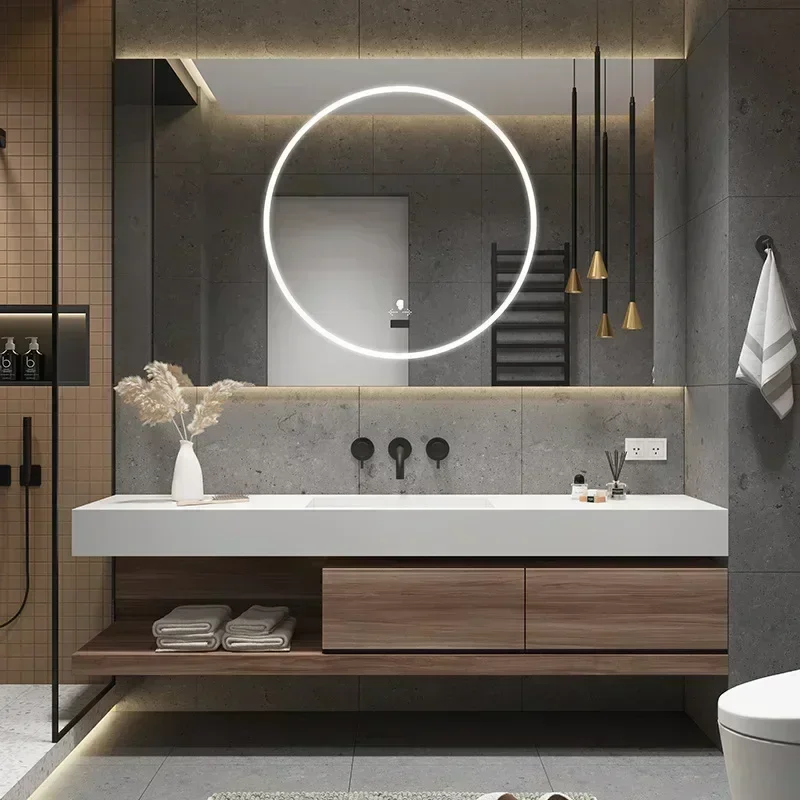 Smart Mirror Cabinet Modern Simple Slate Ceramic One Piece Washbasin Bathroom Vanity  Combination  Furniture New