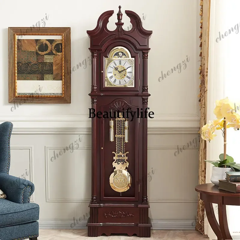 Mechanical pendulum clock European table  Vertical Chinese  North American floor clock Solid wood living room