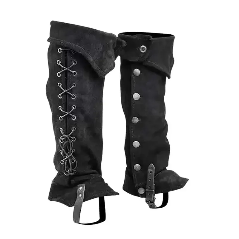 

ez Couvre-bottes Renaissance Knight Kokor, couvre-chaussures Steampunk réglables avec boutons argentés