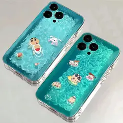 Funny swimming pastelli Shin-chans custodia per telefono per Samsung S24 S23 S22 S21 S20 S10 FE Note 20 10 Plus Ultra Lite 5G Cover trasparente