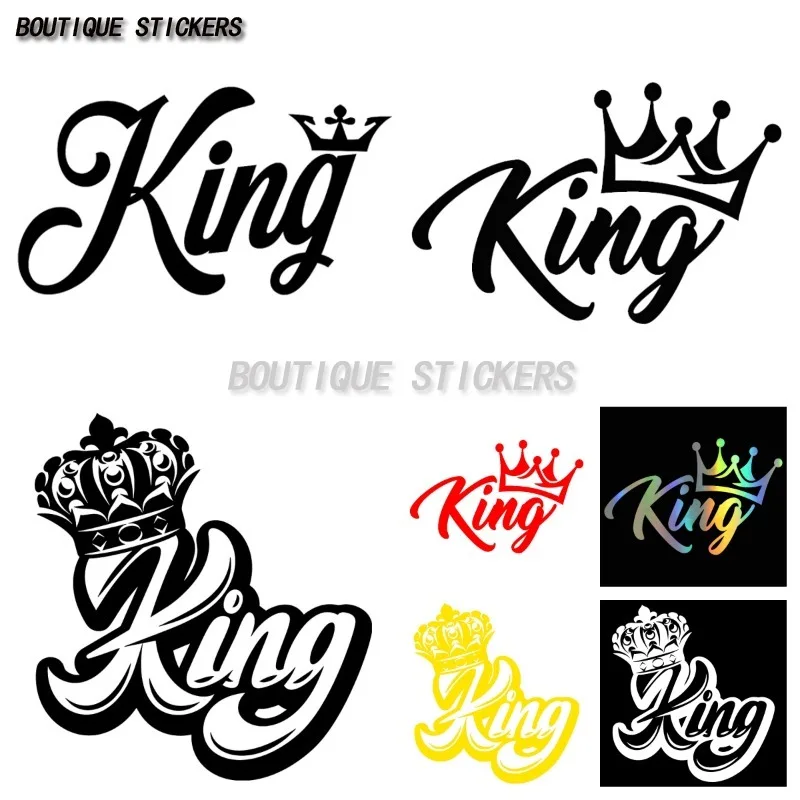 

King with Crown Text Trend Stickers for Cars Motorcycles Trolley Cases Laptops Fashionable and Personalized Waterproof Stickers