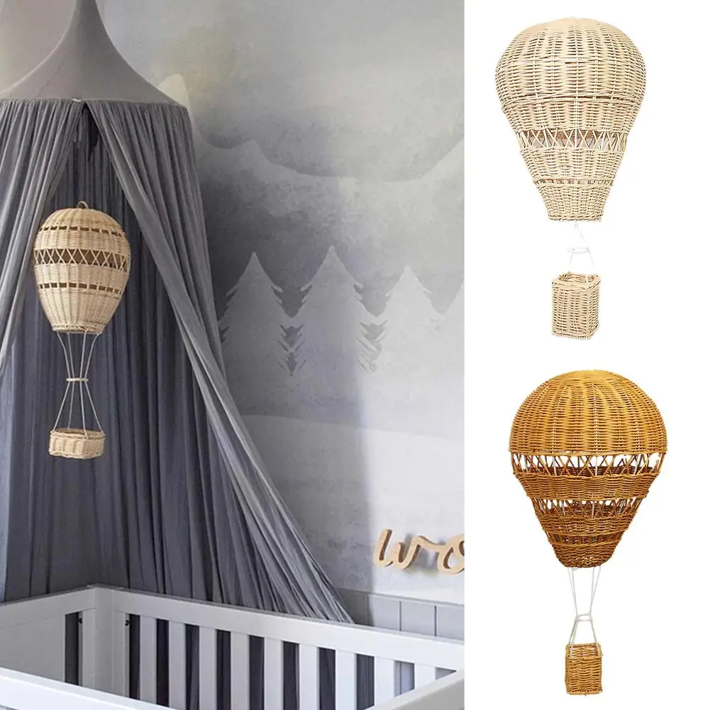 Rattan Hot Air Balloon Kids Room Decor Beige Home Decor House Decorations For Home Rattan Woven Pendant Decor M6x5