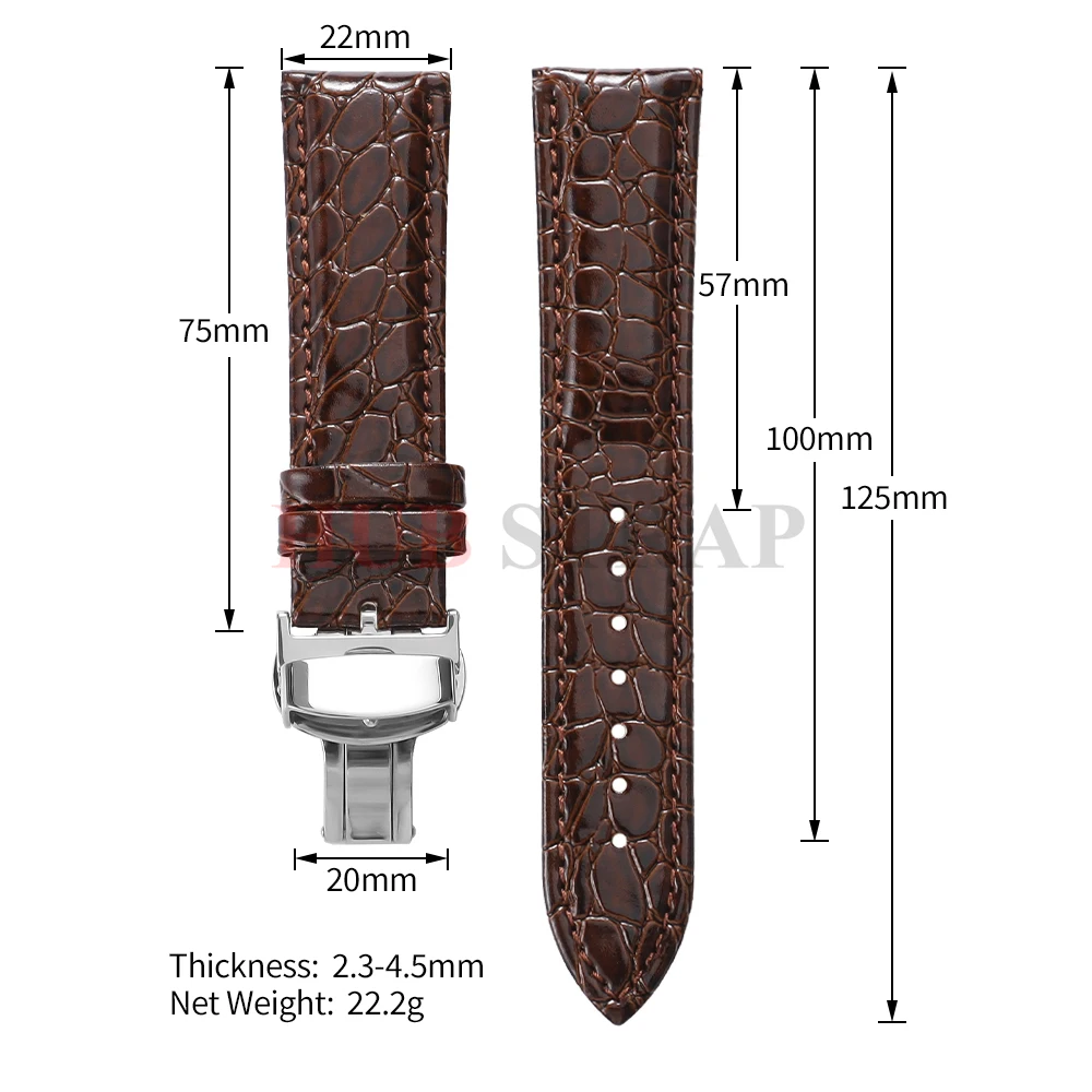 Crocodile Pattern Design Leather Watchbands Automatic Buckle Men Women Business Watch Band 12/14/16/18/19/20/22mm Watch Straps gallery 5