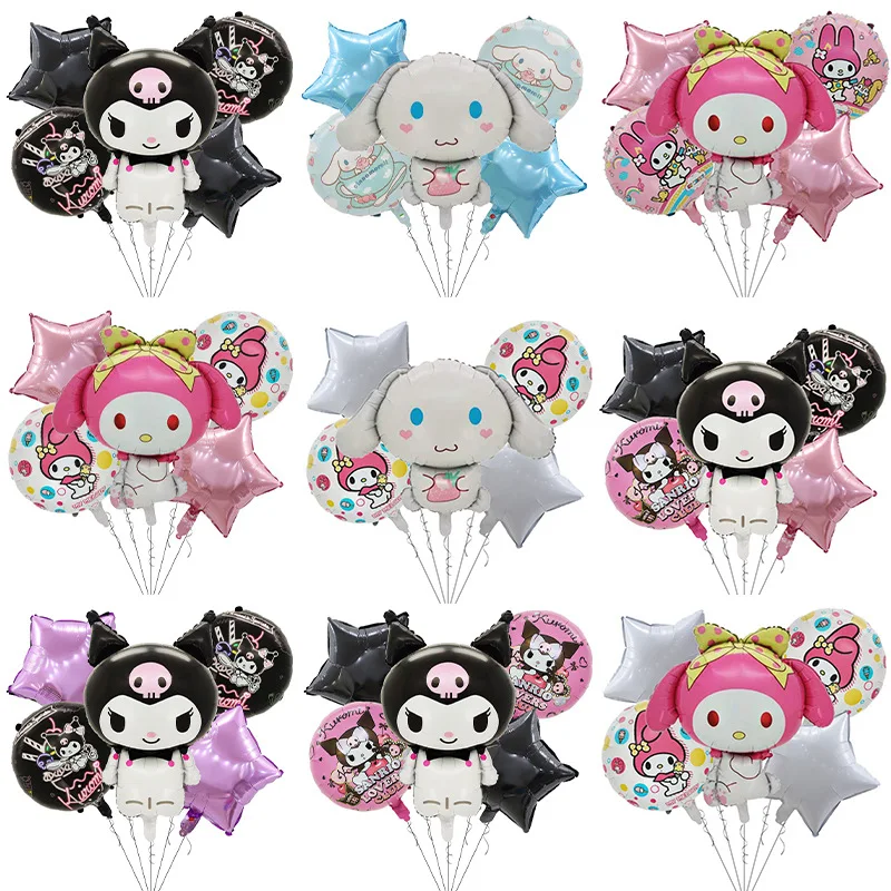 5 sztuk Cartoon Sanrio śliczne Kuromi moja melodia Cinnamoroll zestaw balonów foliowych urodziny dla dzieci dekoracyjne zabawki balonowe