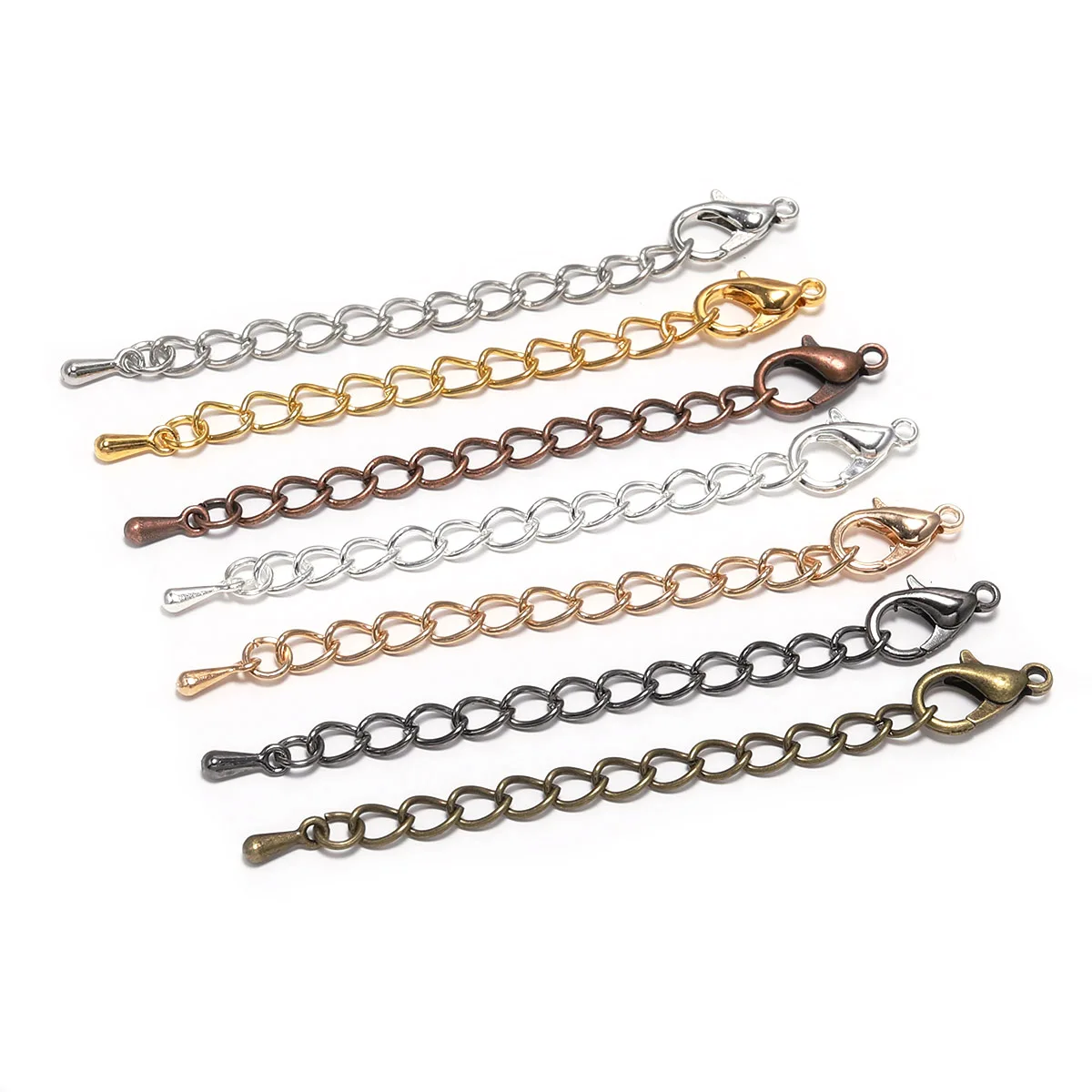 10pcs/lot 50 70mm Tone Extended Extension Tail Chain Lobster Clasps Connector For DIY Bracelet Necklace Jewelry Making Findings