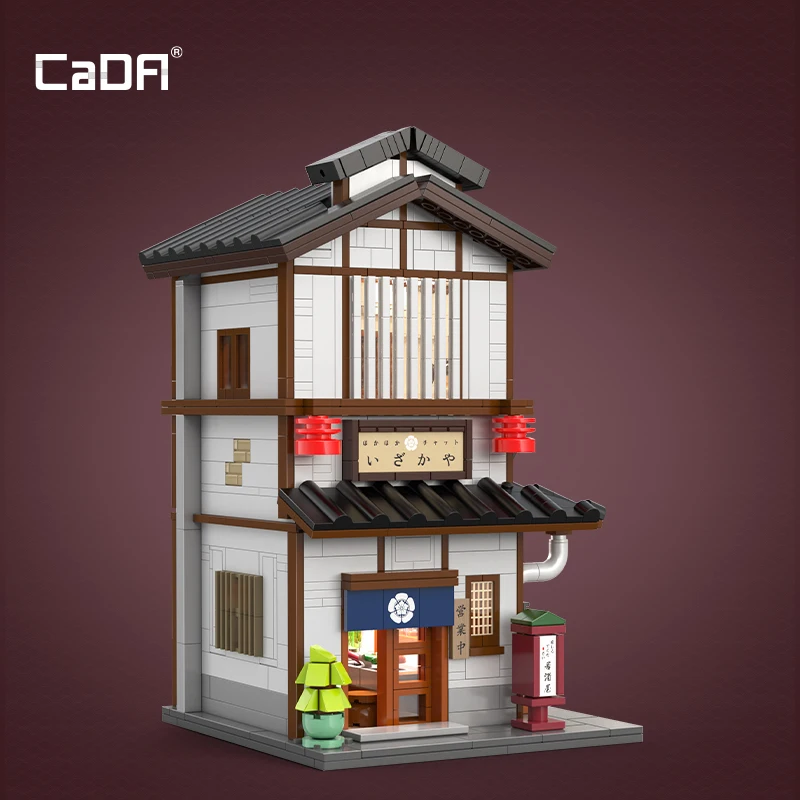 Cada MOC Japanese City Street View Yakitori Style Izakaya Building Blocks Yakitoriya House Children Toy for Gifts