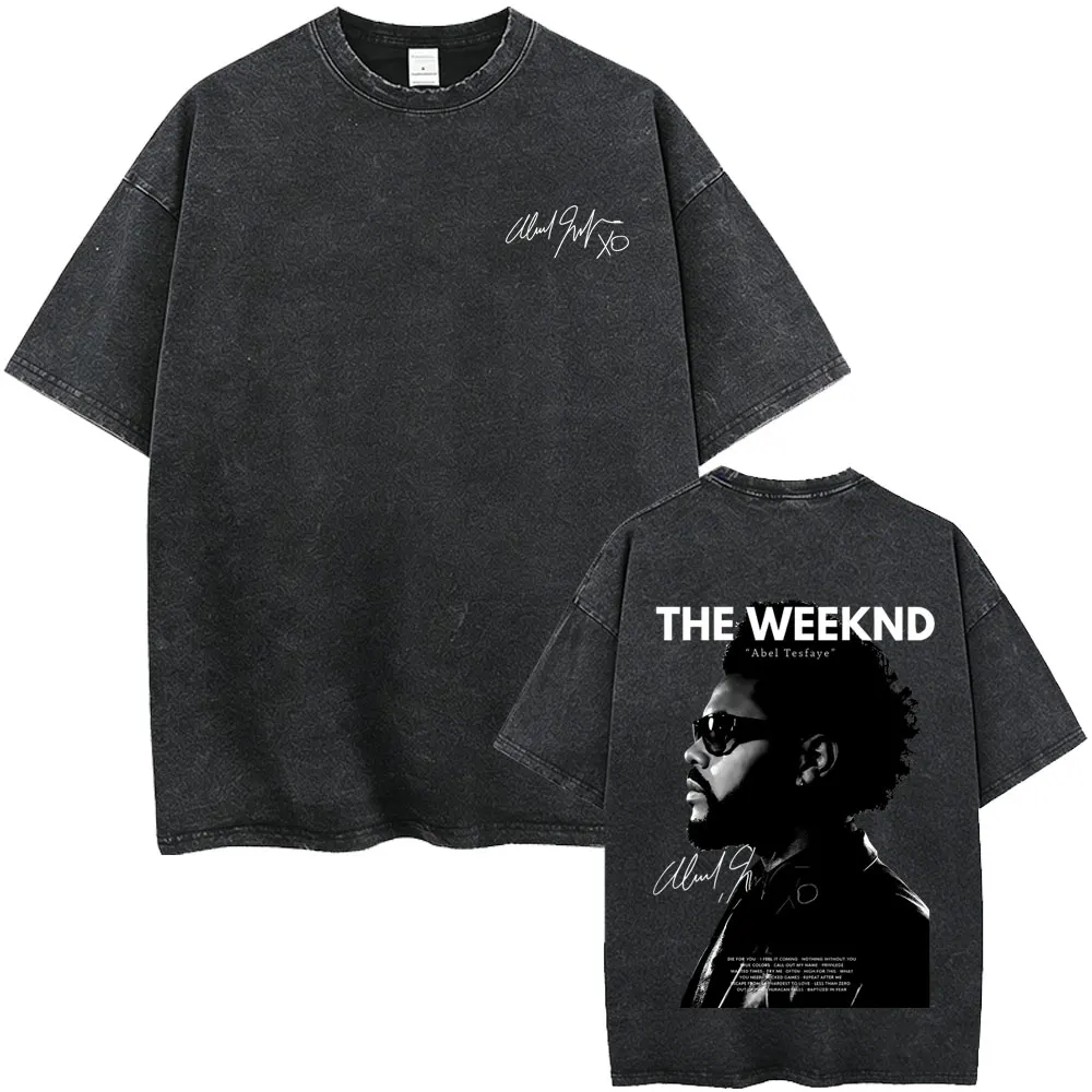 Vintage Washed Rapper The Weeknd Face Graphic T-shirts After Hours Til Dawn Tour 2026 T-shirt Men Women Hip Hop Fashion T Shirts
