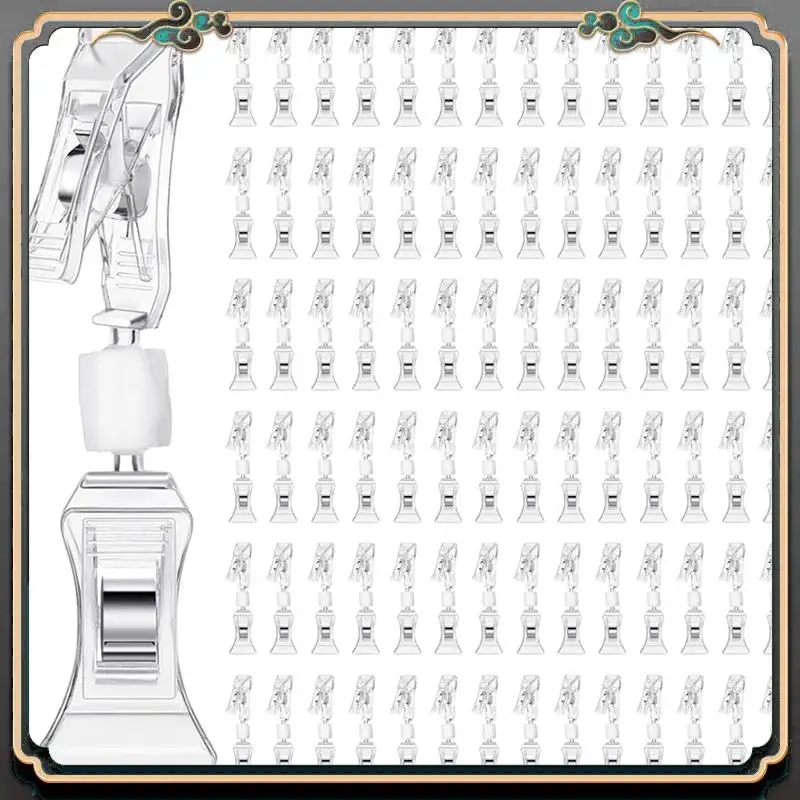 Reliable-200Pcs Double Sided Sign Clips Sign Display Mini Clip Clear Rotatable Merchandise Clip On Sign Holder Plastic Price Cli