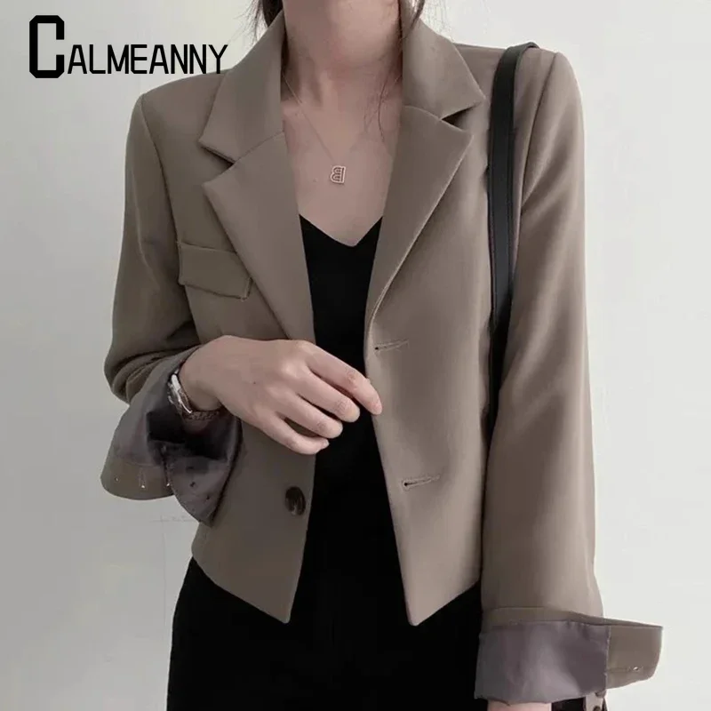 2023 autunno moda Blazer donna edizione coreana manica lunga abiti corti cappotti da ufficio causali top da lavoro femminile elegante Outwear