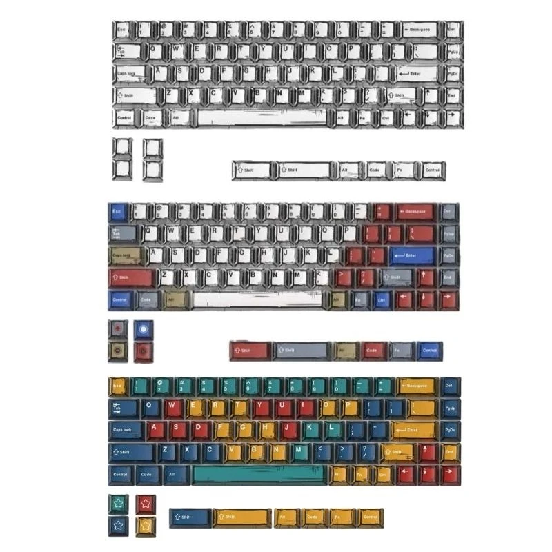 G6DD 78Pcs PBT Palette Mixed Lights BOWs Keycap Dye Sublimations Keycaps Cover for Keyboards