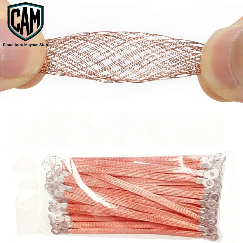 Flexible Copper Clad Aluminum Grounding Braid Strap Earth Bonding Jumper Wire For Cable Tray Equipment Ground Connection