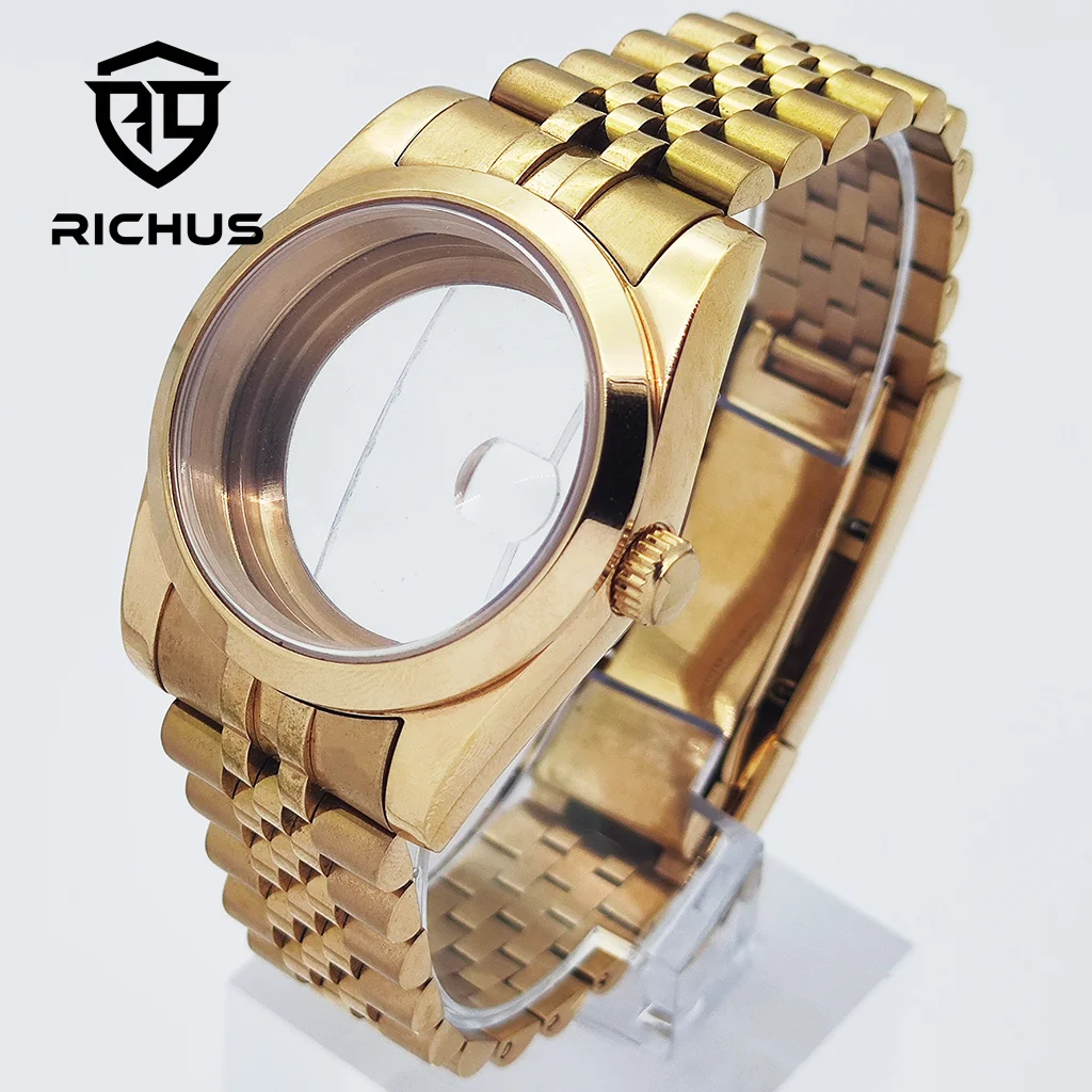 

Корпус из розового золота RICHUS 36/39 мм, ширина ремешка 20 мм, подходит для NH34 NH35 NH36 Miyota8215-DG ETA2824 PT5000, аксессуары для часов с механизмом