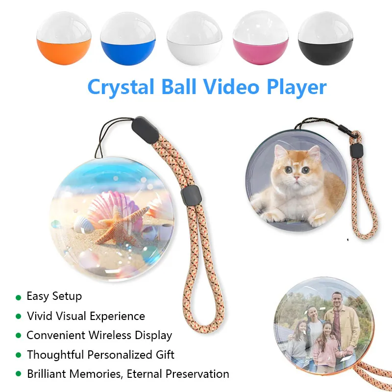 

3D хрустальный шар, видеоплеер, электронный хрустальный шар, шарик памяти, лампа с черным основанием для дня рождения, свадьбы, пары, домашних животных