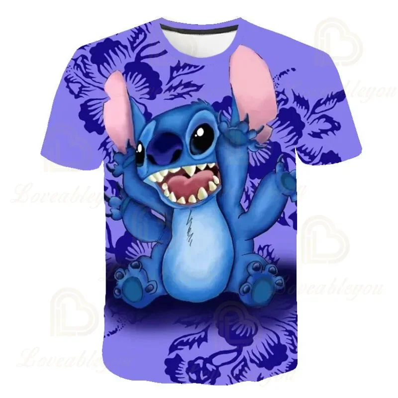 2023 New Children Stitch T-Shirts Boys Girls Cartoon Fashion Tops Tees Summer Stich Short Sleeve Round Collar T Shirts Clothing