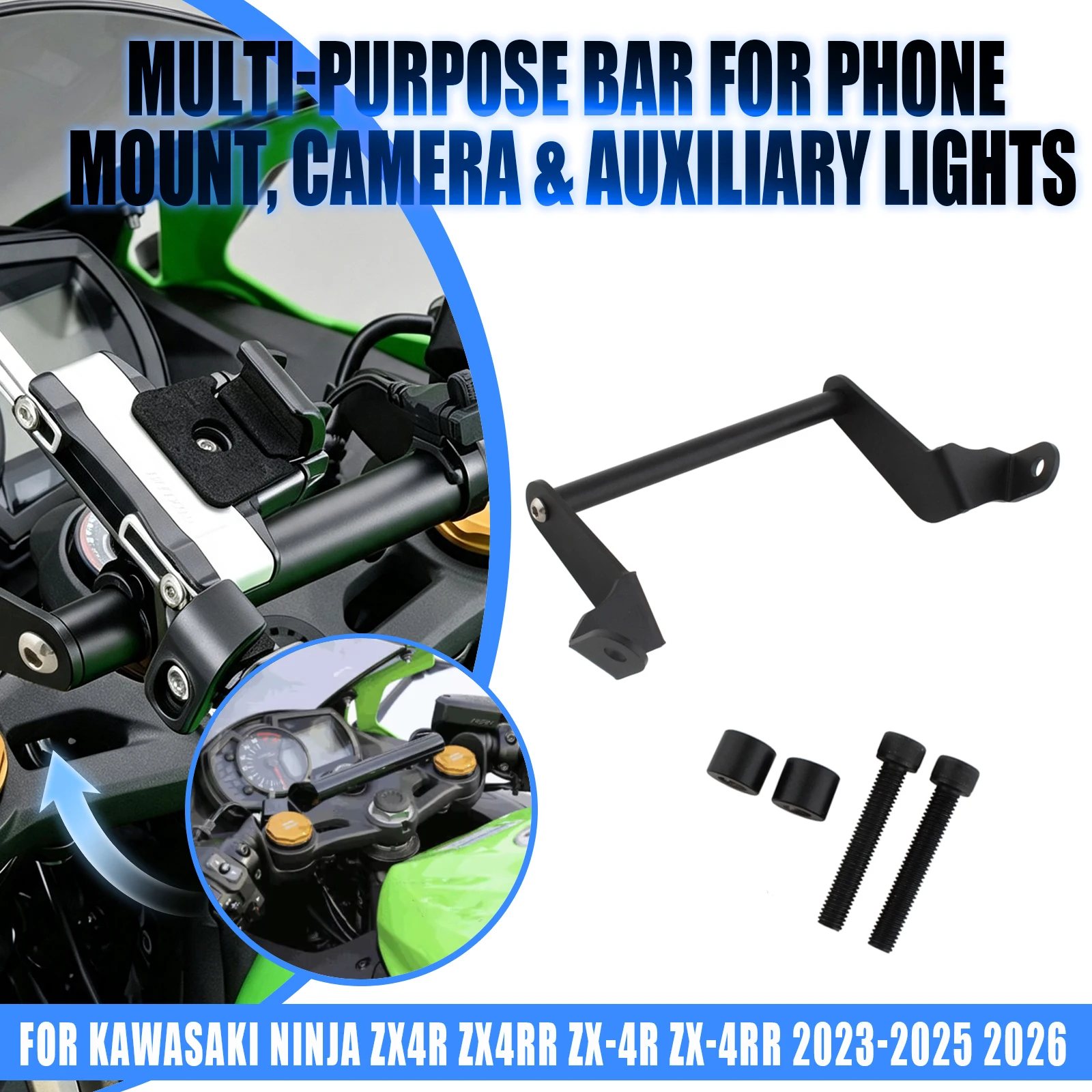 For Kawasaki ZX-25R 2020-2026 ZX-4R 4RR 2023-2026 Motorcycle Handlebar Extender Cross Bar Phone Navigation Bracket Mobile