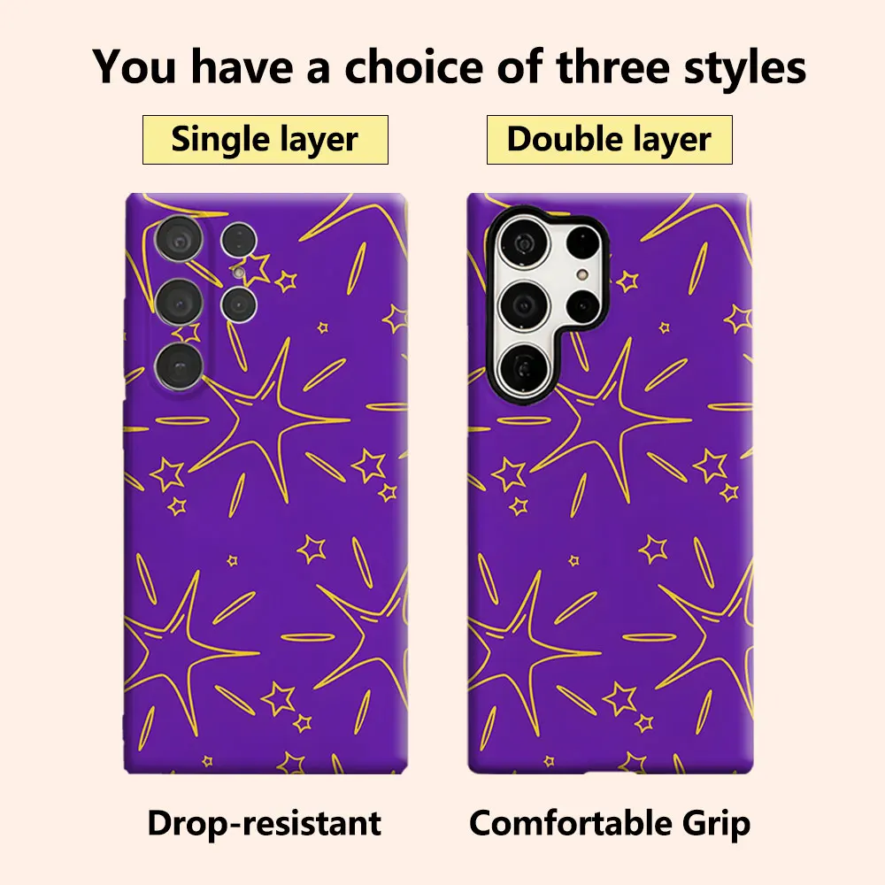 Purple Star Line Luxury Fashion Full Lens Protective Case for Samsung Galaxy S26 S25 S24 A56 A36 Plus Ultra