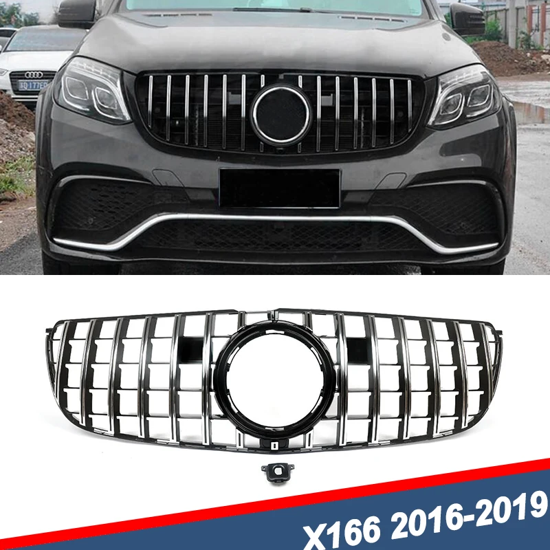 SAIQINGSP Car Accessories Tools GT Style Grille Chrome+Black/Glossly Black For Mercedes-BenzGLSClass X166 2016-2018