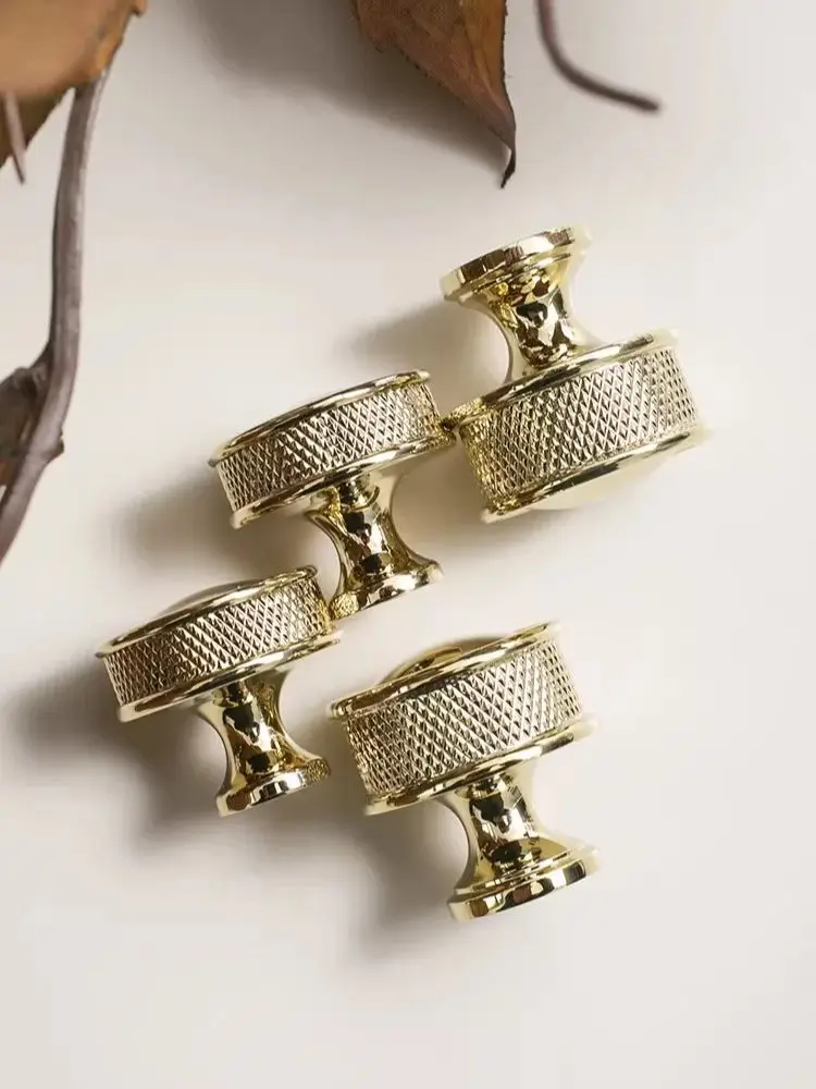 Bright Gold Solid Brass Furniture Handles  Light Luxury Wardrobe Pulls Drawer Handle Kitchen Cupboard Door Knob Cabinet Hardware