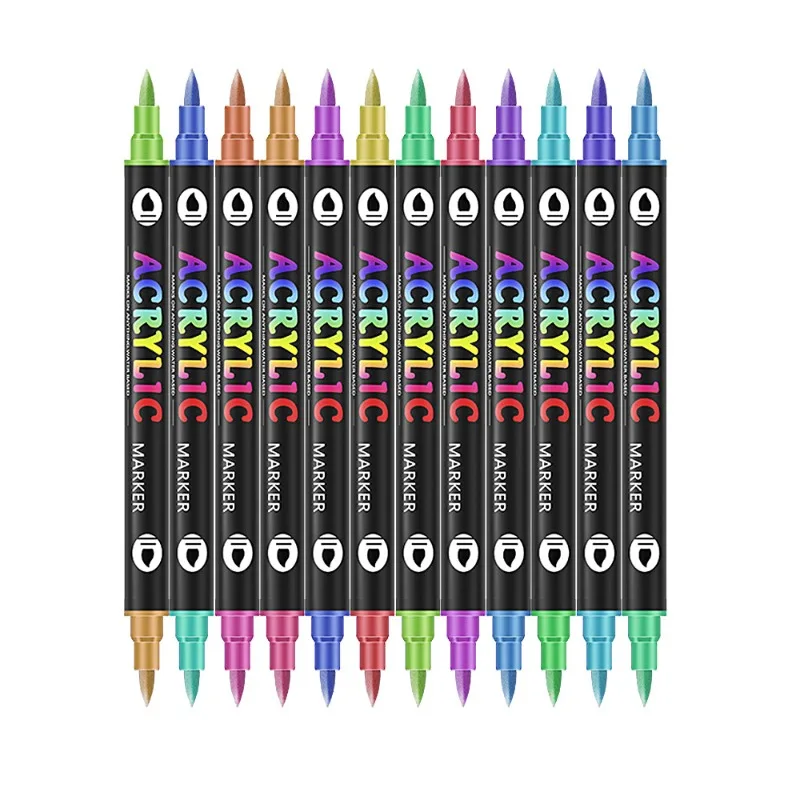 Doppelseitige Acryl-Farbmarker Zweifarbiges Weichpinsel-Stiftset für Kinderzeichnungen