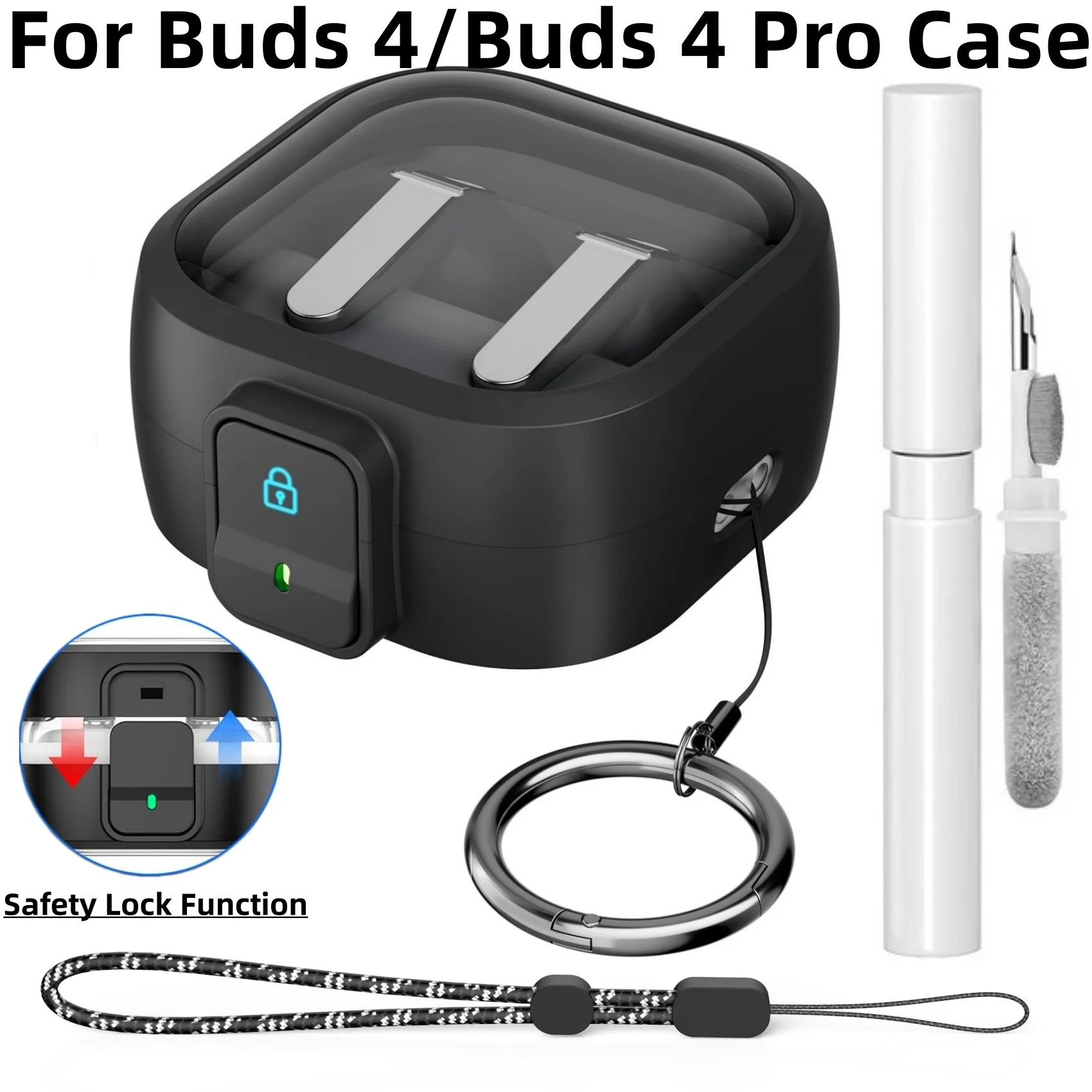 for Samsung Galaxy Buds 4Pro/Buds 4 Shockproof Anti-Drop Earbuds Case with Safety Lock & Carabiner Cover For Galaxy Buds 4 Pro/4