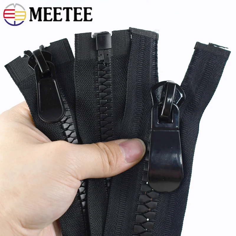 

1Pc 8# 15# Resin Zipper for Sewing 70-150cm Black White Double Slider Open-End Zips Coat Tent Zippers Closure Garment Supplies