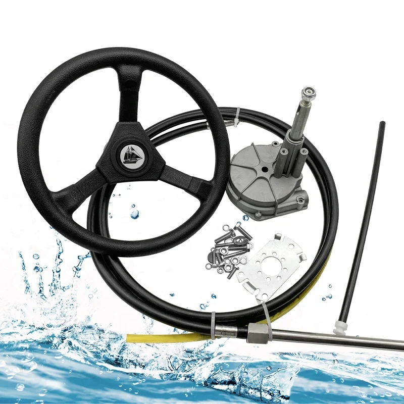 12 Feet Mechanical Planetary Gear Steering Kit with 13.5 Inch Wheel Outboard Steering Cable for Boat Steering System