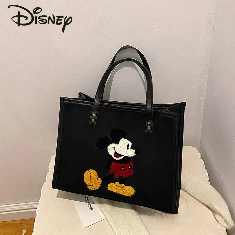 Disney-Sac à main en velours côtelé de dessin animé pour femme, sac à provisions à la mode, grande capacité, haute qualité, nouveau, 2024