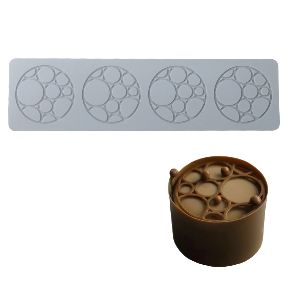 4 Cavity Circular Large and Small Ring Fondant Lace Mat Choc