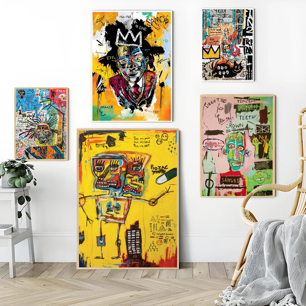 Jean-Michel Graffiti Modern Artist Abstract Self-adhesive Art Poster Whitepaper Prints Posters Artwork Home Decor