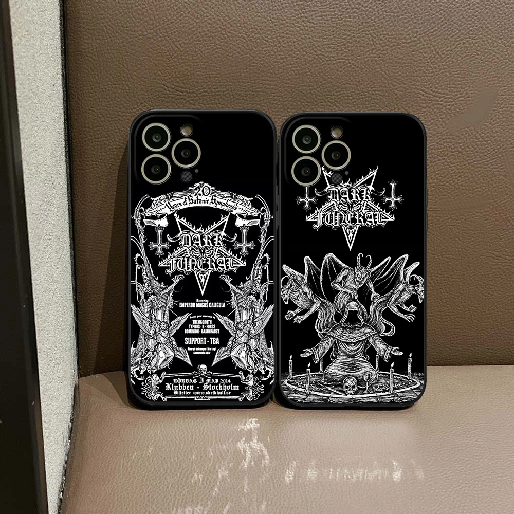 For IPhone 15 New Fashion Heavy Metal Dark Funeral Band Phone Case for IPhone 15 14 13 12 Pro XR XS 15 Plus Iphone Black Covers