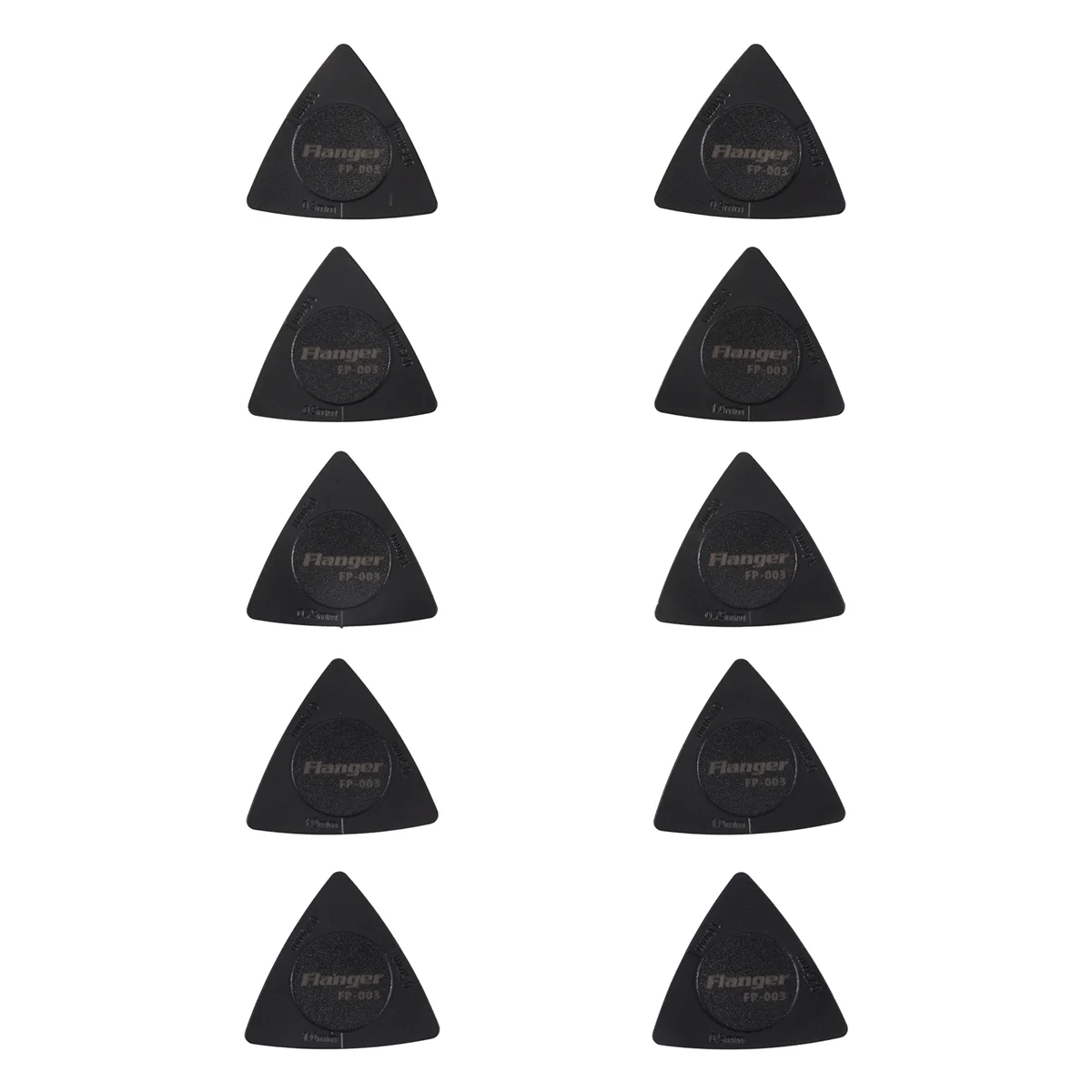 10 Uds. Púas de guitarra triangulares 1,0 0,75 0,5mm de espesor en PC + Material ABS púas de estilo antideslizante negro