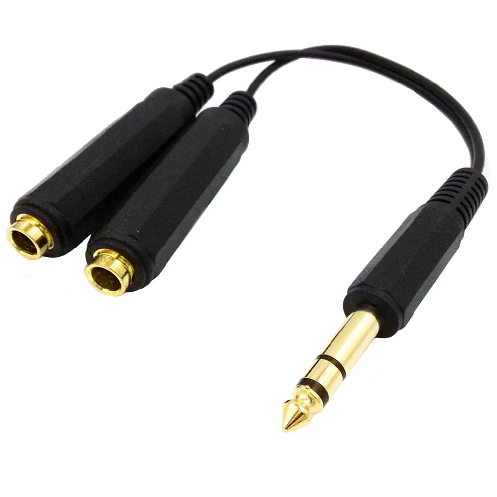 1 to 2 Stereo 6.35mm Audio Splitter Cable Male to Female Jack Plug Adapter Speaker Extend Cord Converter Audio Wire Cable