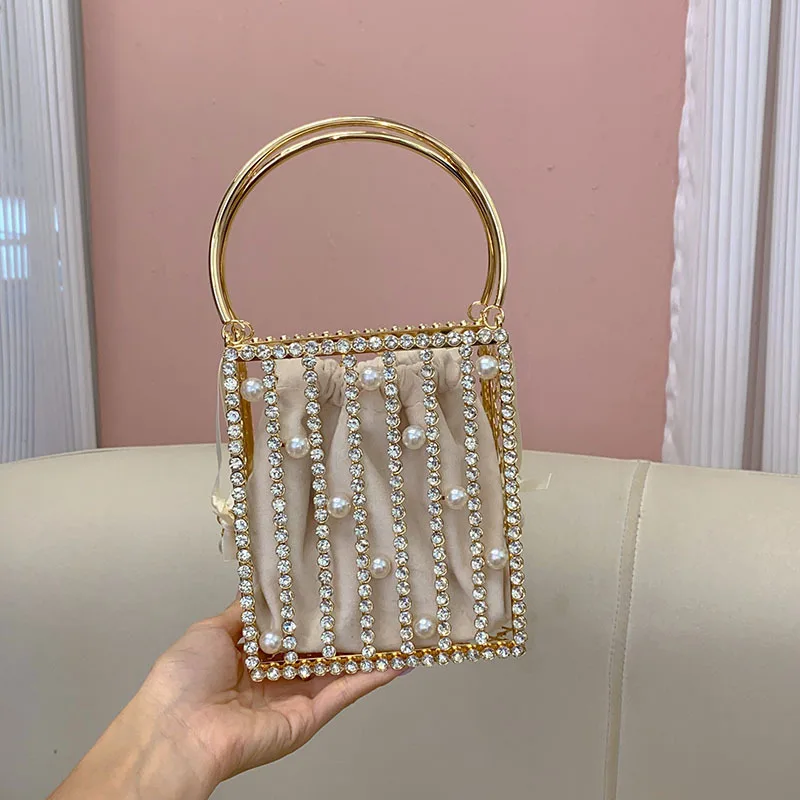 

Металлическая блестящая инффекция со стразами, клетка для птиц, обеденная сумка, знаменитость, жемчужный свет, роскошная индивидуальная простая полая сумочка